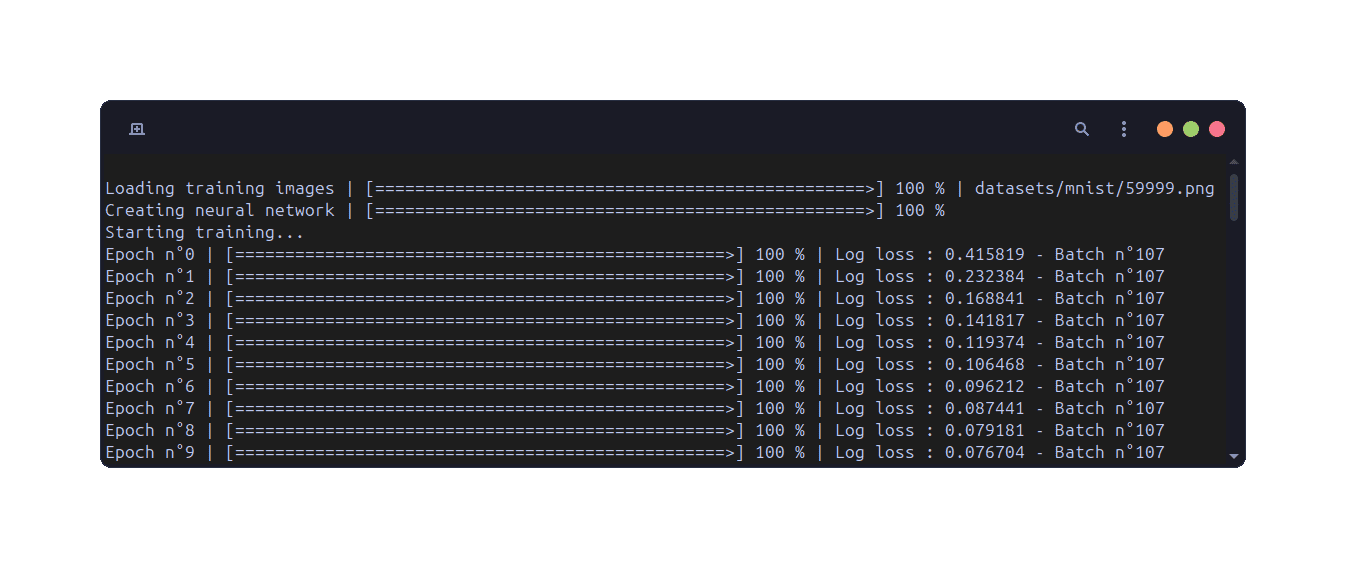 Training progress bar